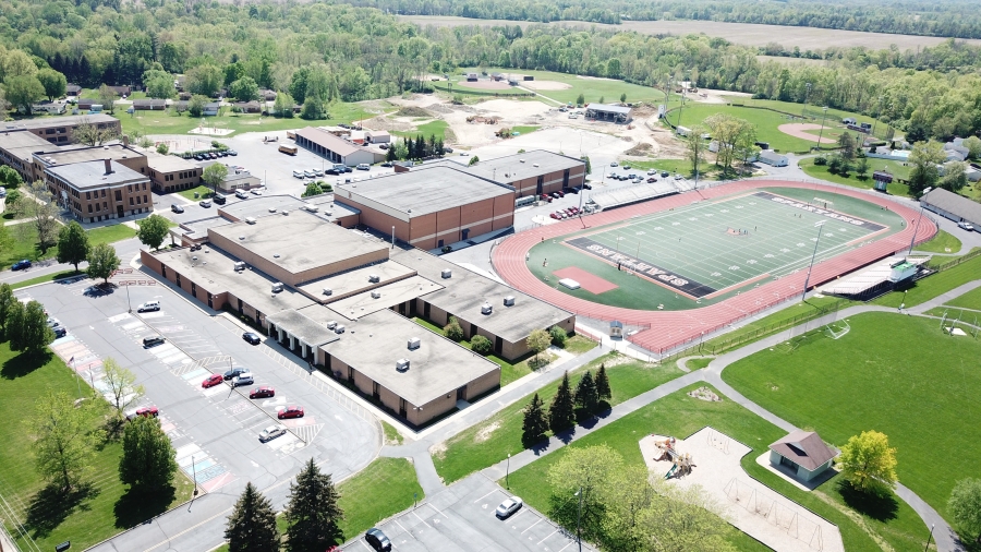 image of a football stadium from the air